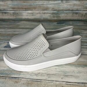 Crocs Womens 11 Citilane Roka Slip on Sneakers Light Gray Shoe Water
